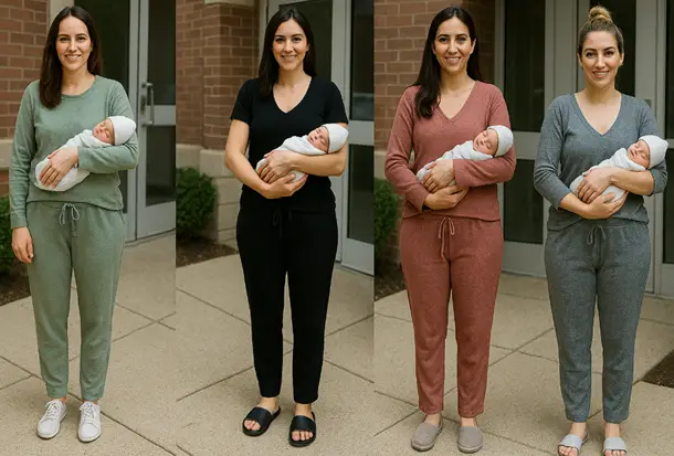 Comfortable Postpartum Going Home Outfit for New Moms