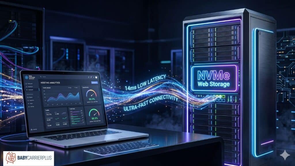 Hostinger Review 2026 featured banner showcasing high-velocity NVMe servers and cloud infrastructure infrastructure with ultra-fast latency.